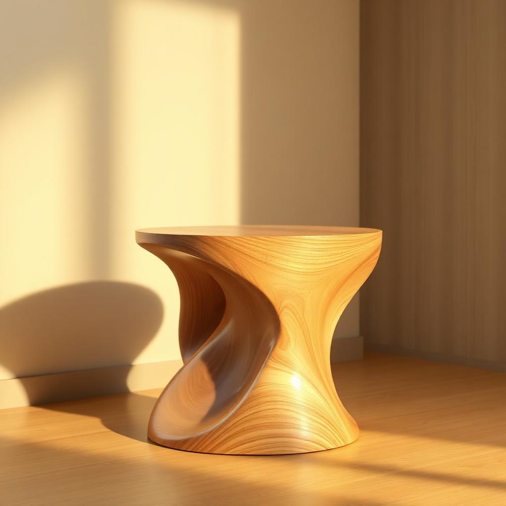 Wooden sculptural side table